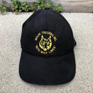 WOLFE TRUCKING INC Hat Men's One Size Rite Way Lines Black Adjustable Cap